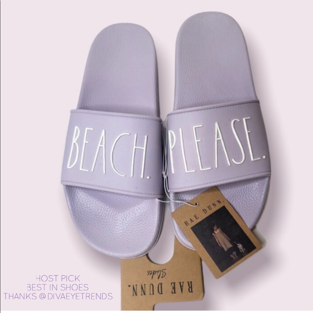 🎉 HP 🎉 🆕 Rae Dunn BEACH PLEASE Slide Sandals